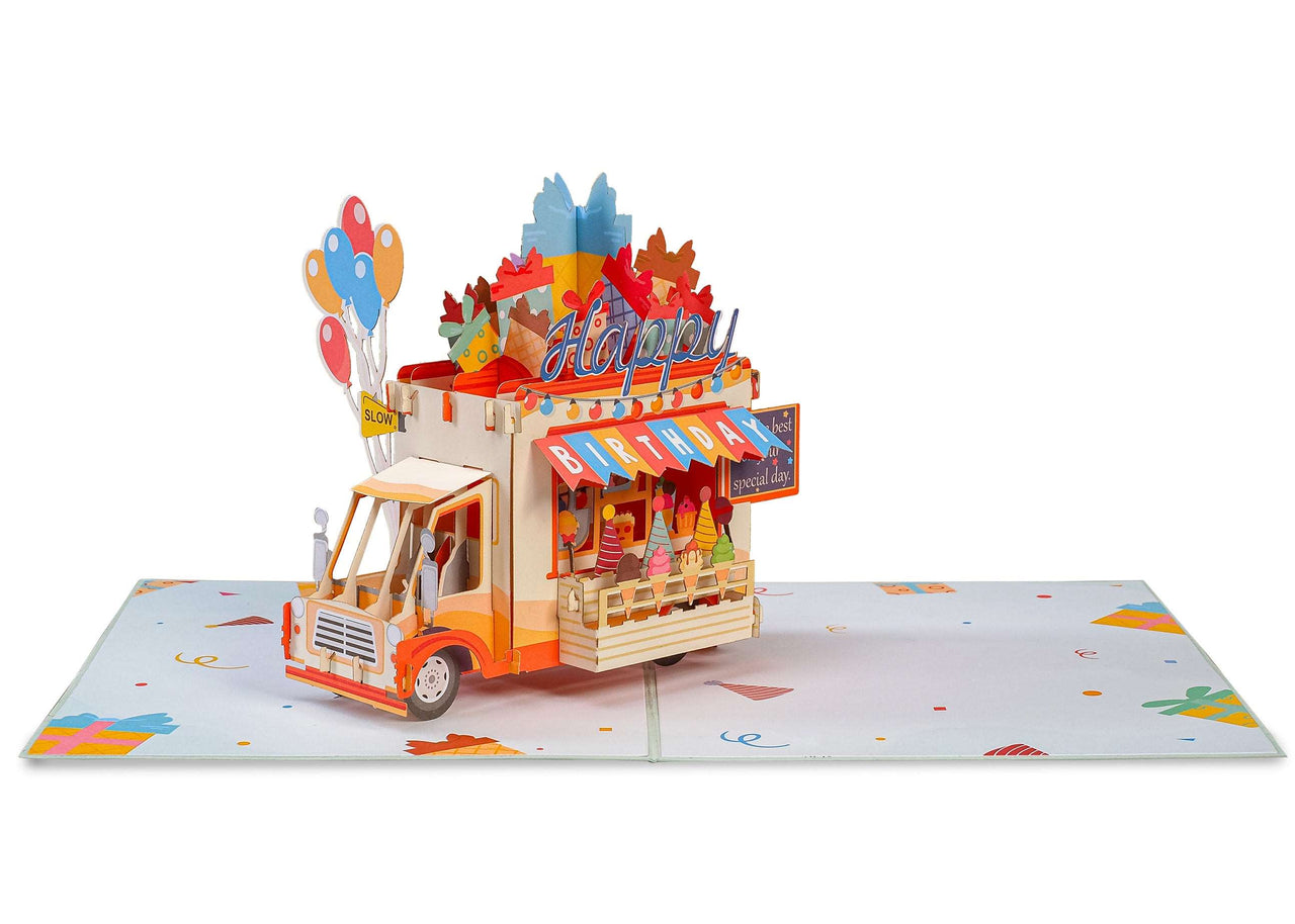 Happy Birthday Ice Cream Truck Pop Up Card