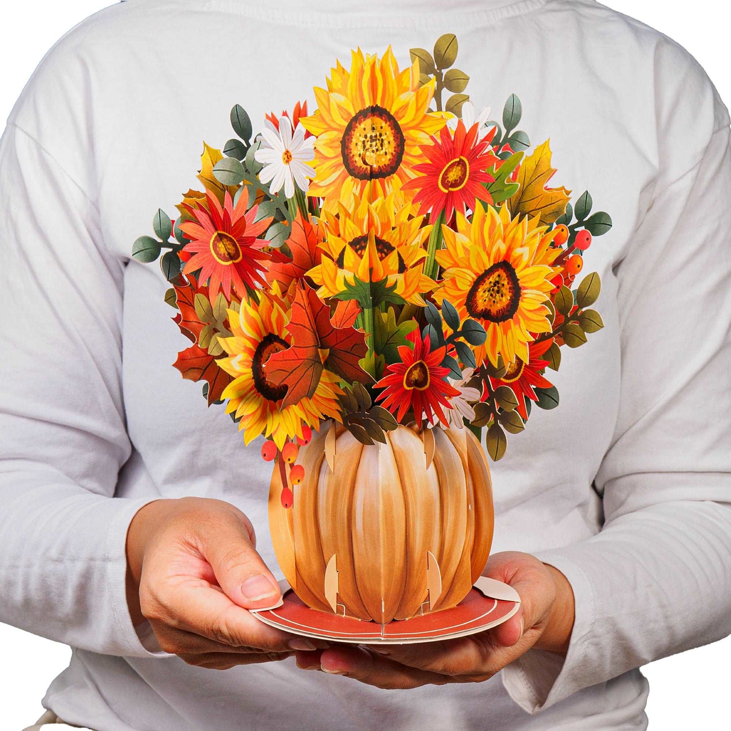 HugePop Harvest Bouquet Pop Up Card, With Detachable Bouquet, 10"x14"