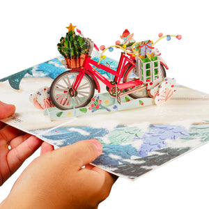 Christmas Bike Frndly Pop Up Card, 8"x6" Cover