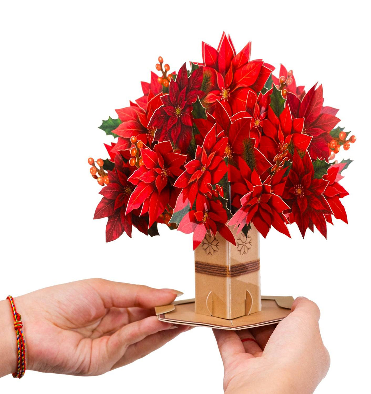 Poinsettia Christmas Pop-Up Keepsake Card for Christmas Greetings
