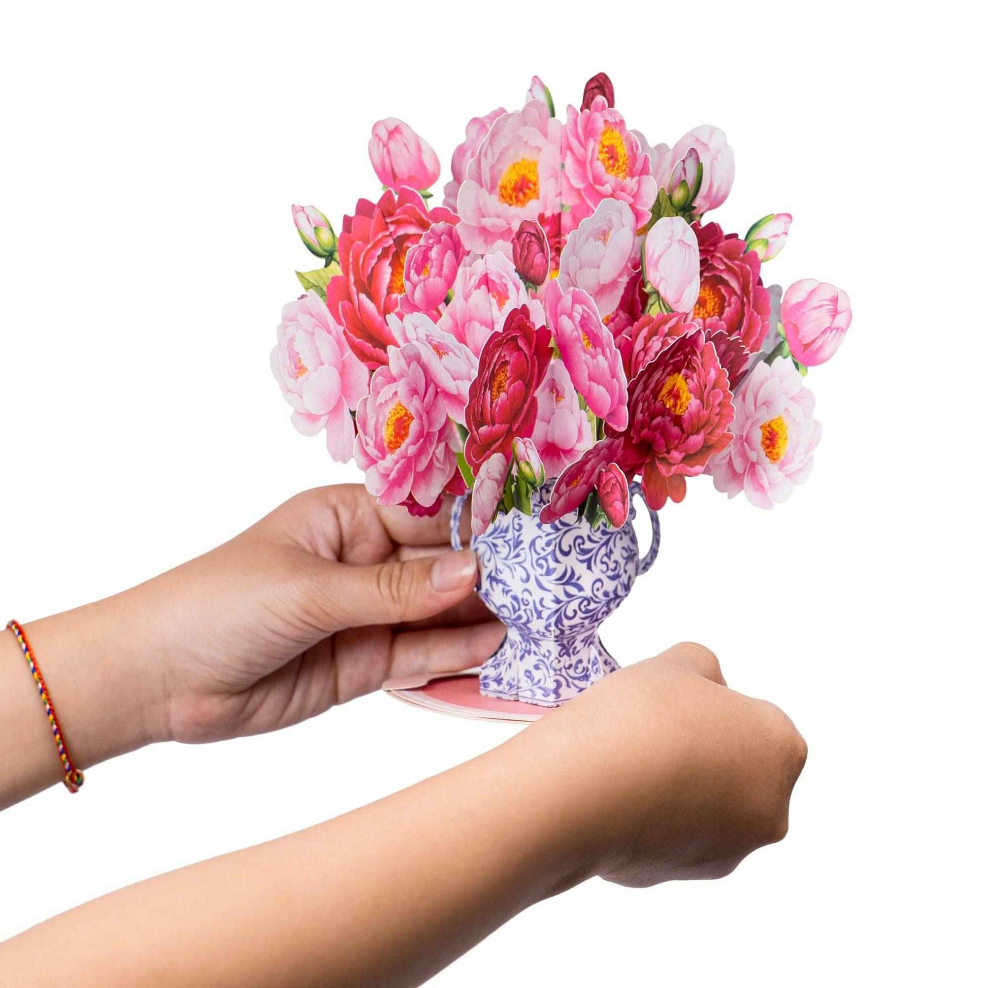 Peonies Bouquet Pop-Up Card with Keepsake Gift