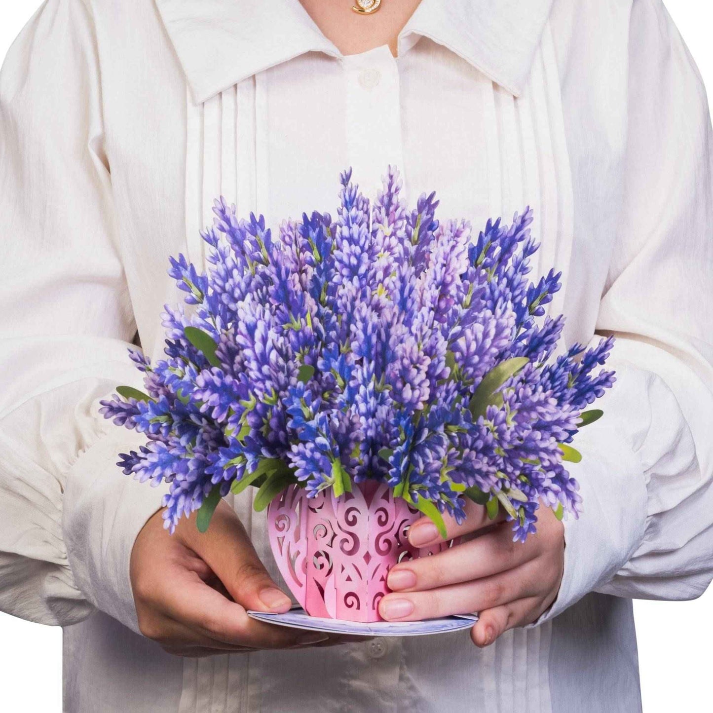 Lavender Flower Bouquet Pop Up Card with Keepsake