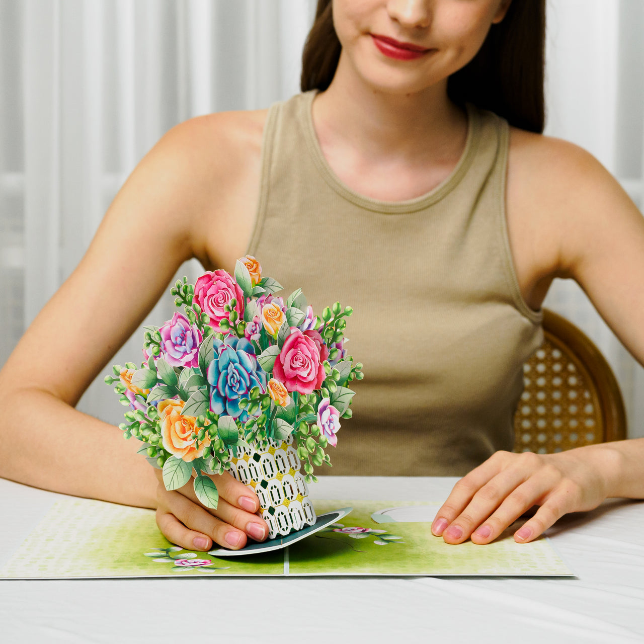 Roses and Succulent Oversized Pop Up Card with Keepsake