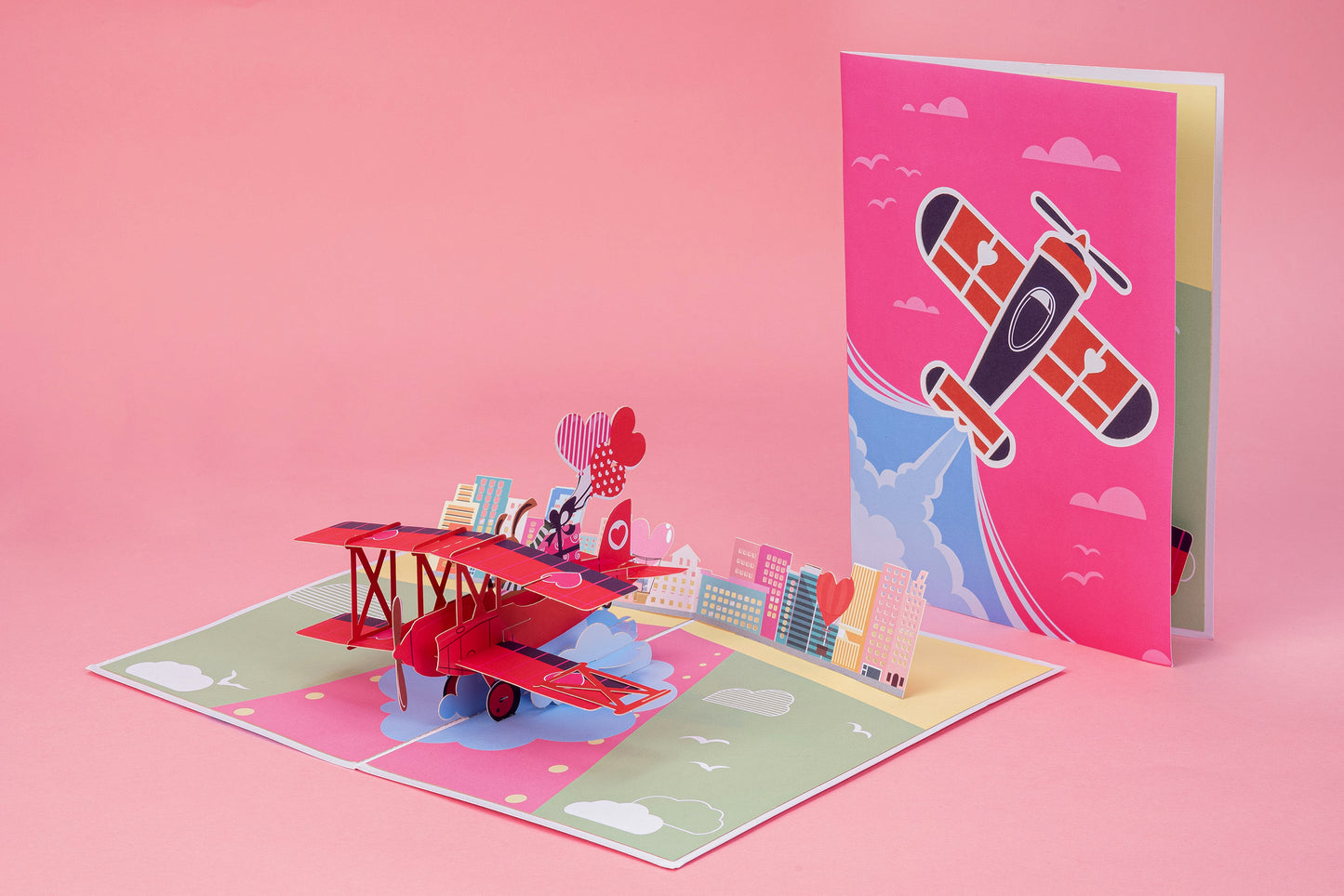 Love Biplane Pop Up Card -  5" x 7"