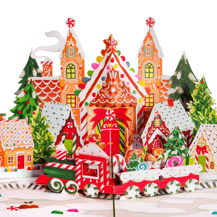 Gingerbread Town Pop Up Card pop-up Christmas card open