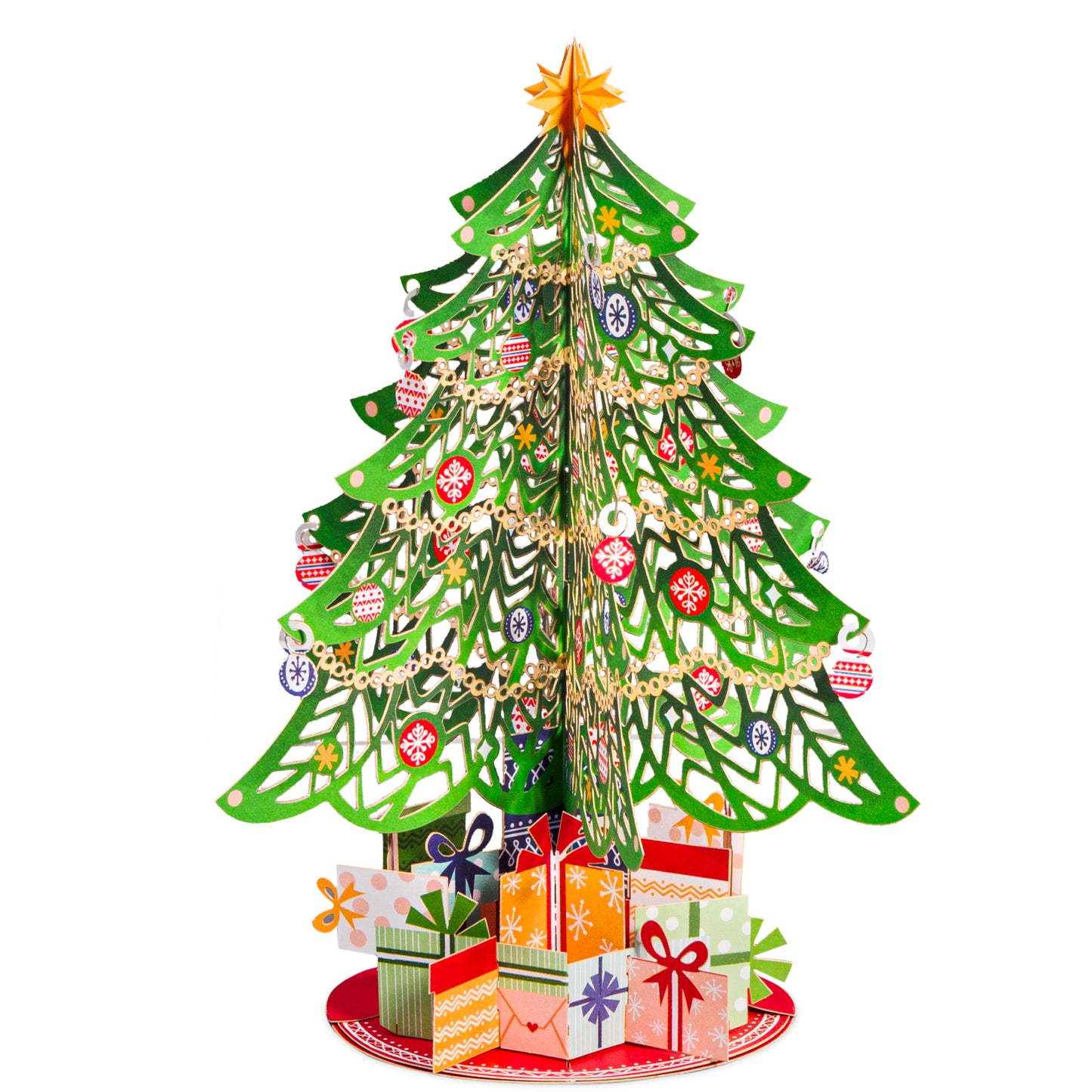 Oversized Christmas Tree Pop Up Card, 10" x 7" Includes Envelope and Note Tag