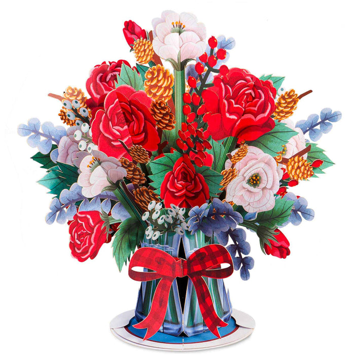 Joyous Bouquet pop-up Christmas card open