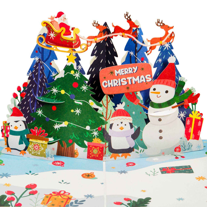 Christmas Night Frndly Pop Up Card, 5" x 7" Cover pop-up Christmas card open