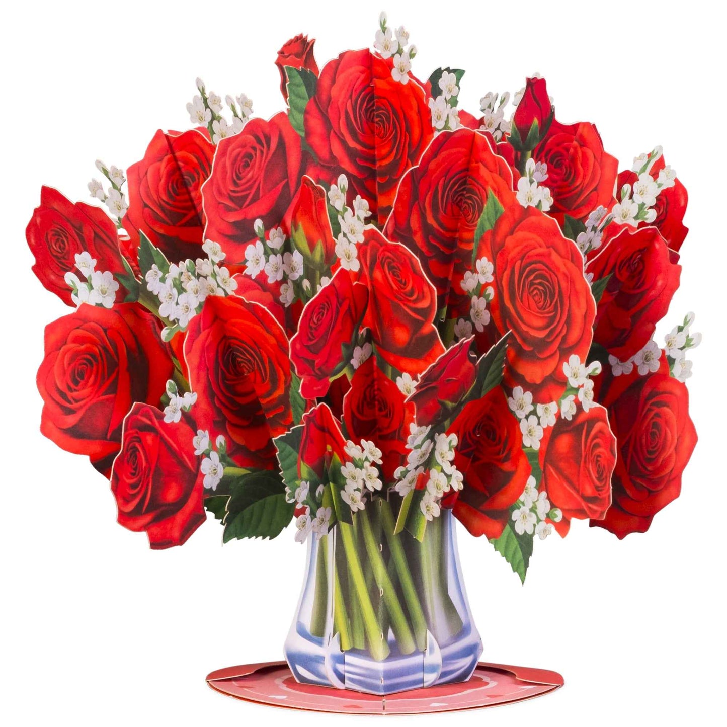 Classic Red Roses Bouquet Pop Up Card with Keepsake