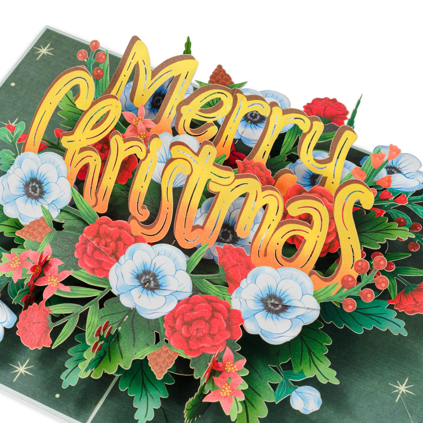 Floral Merry Christmas Pop Up Card