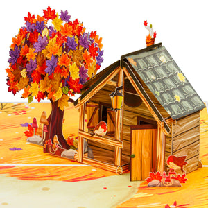 Cozy Autumn Home Frndly Pop Up Card 100% Recycled and Eco-Friendly