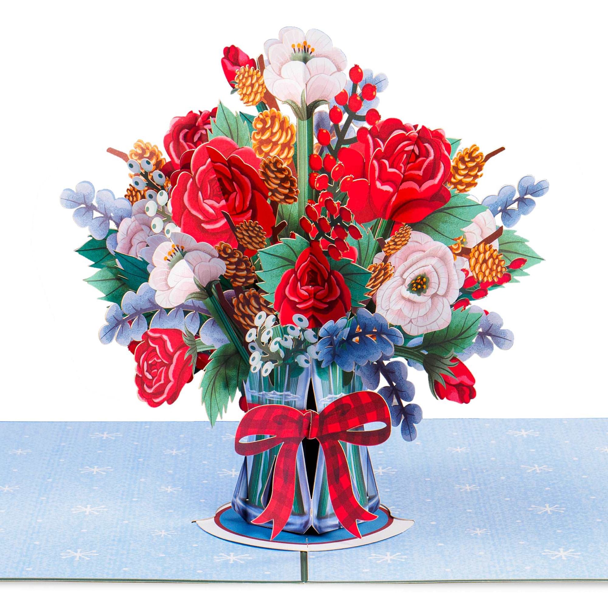 HugePop Christmas Joyous Flower Bouquet Pop Up Card