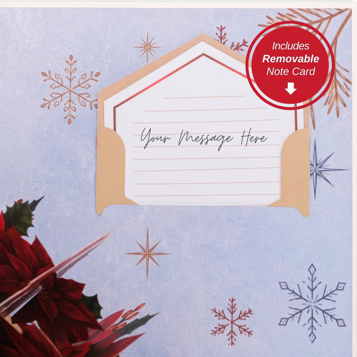 Poinsettia Christmas Pop-Up Keepsake Card for Christmas Greetings