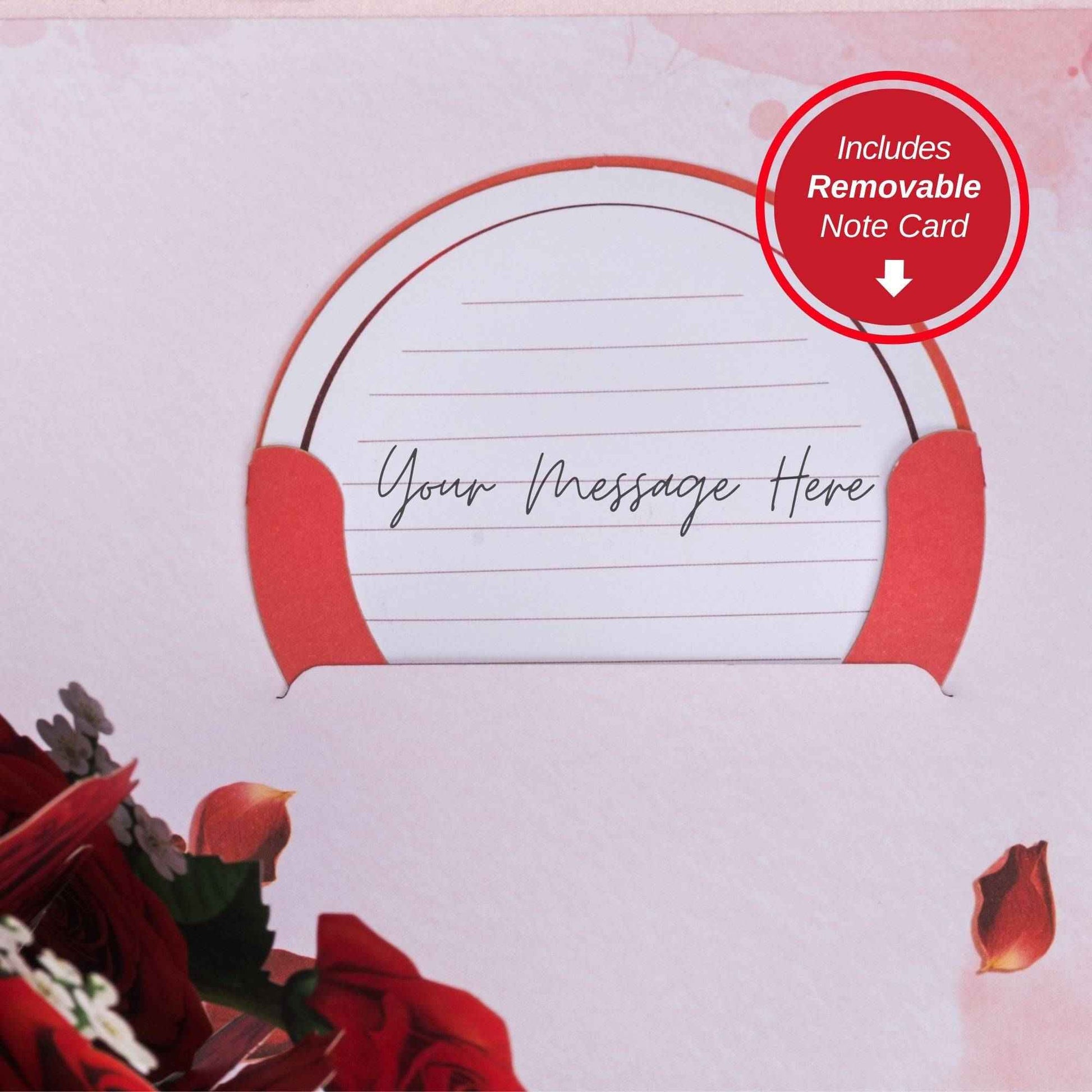 Classic Red Roses Bouquet Pop Up Card with Keepsake