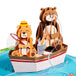 two bears on a boat fishing pop up greeting card