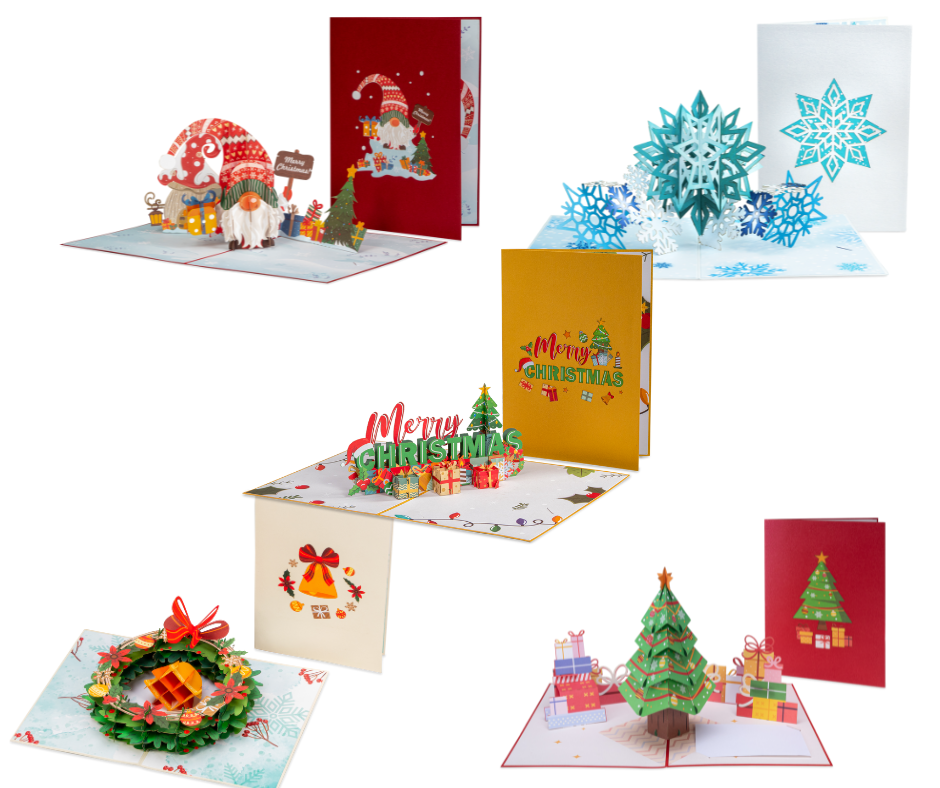 Merry Christmas 5 Pack Bundle Pop Up Cards