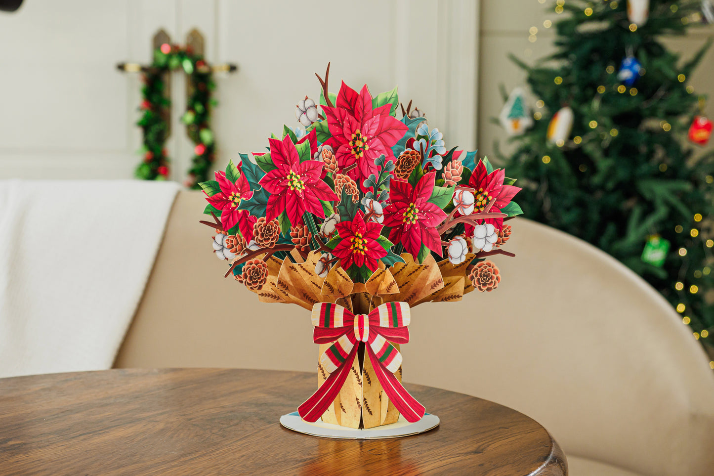 HugePop Christmas Spirit Flower Bouquet Pop Up Card