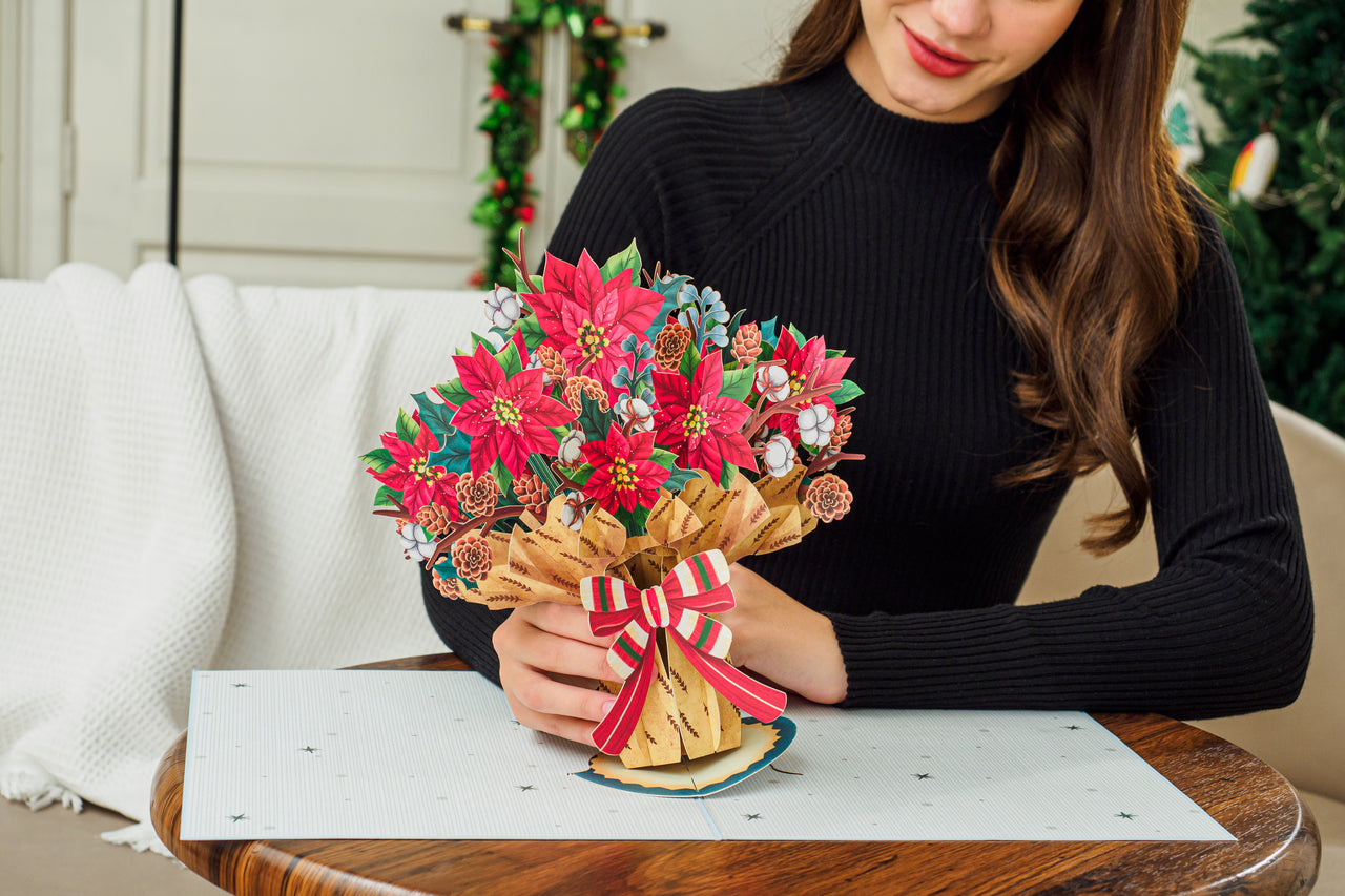 HugePop Christmas Spirit Flower Bouquet Pop Up Card