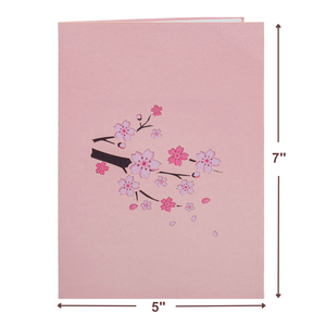 Cherry Blossom Pop Up Card - 5" x 7" Cover - Includes Envelope and Note Tag