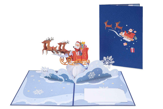 Carte De Noël Pop-up Train De Noël - Format 15x20cm Plié, 3D Artisanale, Parfaite Pour Souhaits De Fêtes
