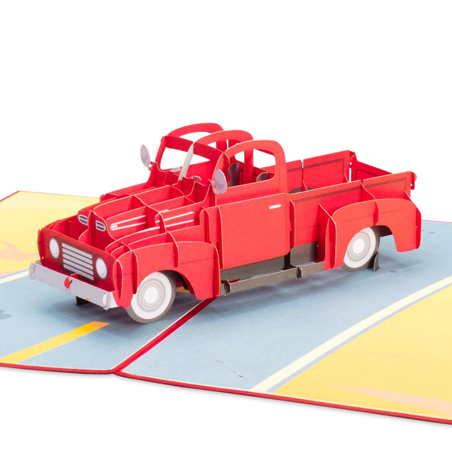 classic red truck pop up greeting card