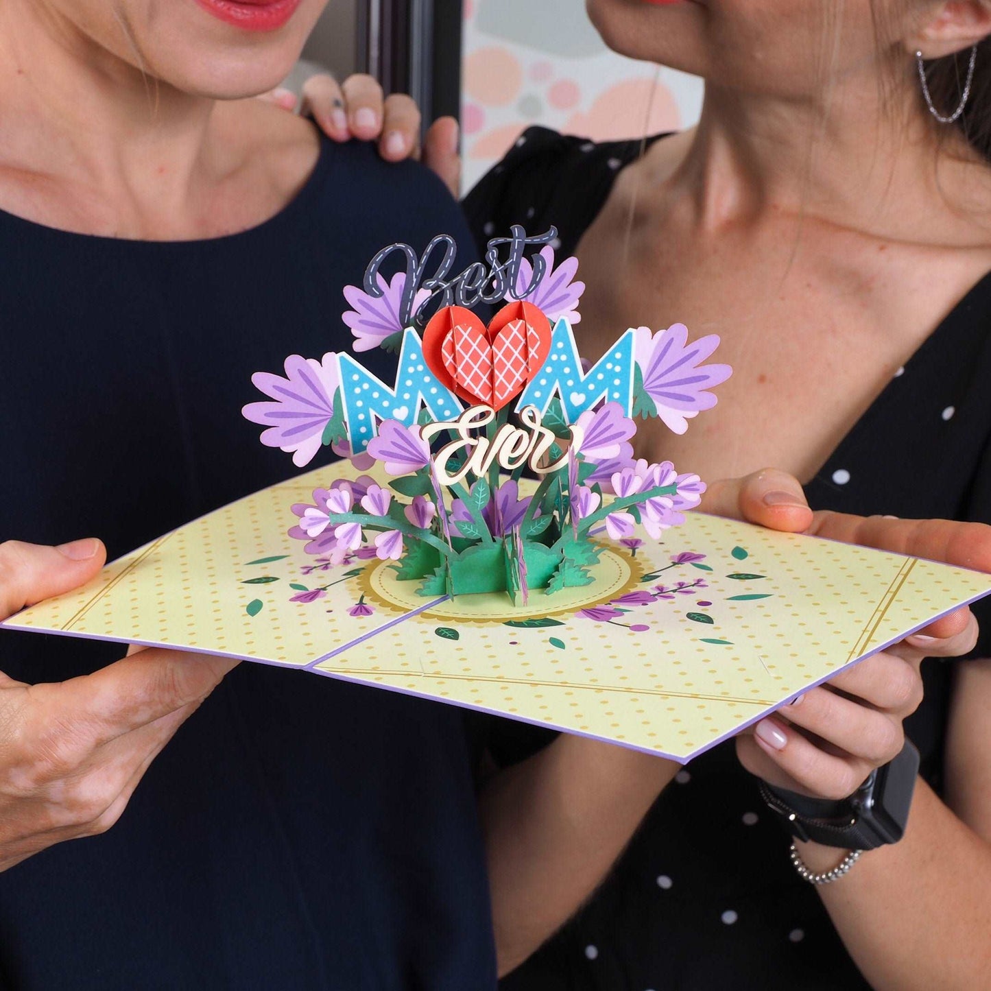 Floral Best Mom Ever Pop Up Card