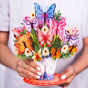 HugePop Butterfly Pop Up Card with Detachable Bouquet