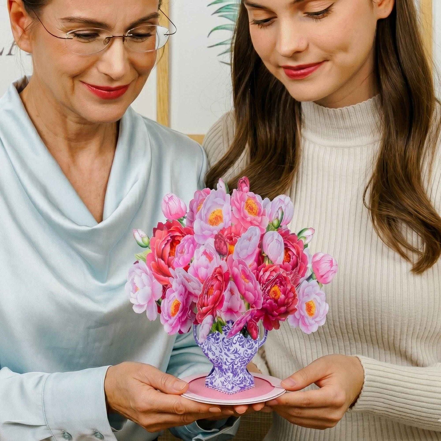 Peonies Bouquet Pop-Up Card with Keepsake Gift