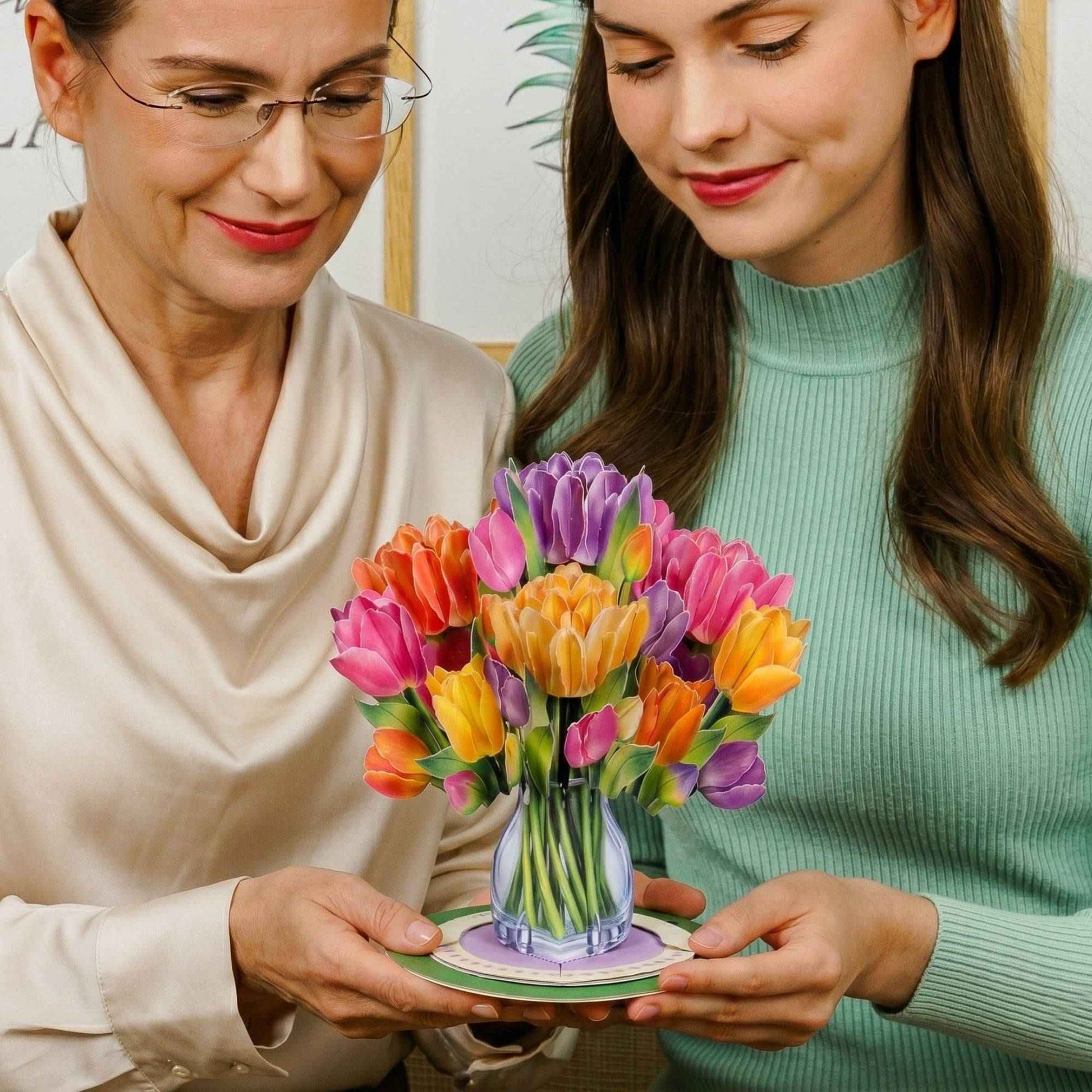 Tulips Pop-Up Card with Keepsake for Any Occasion