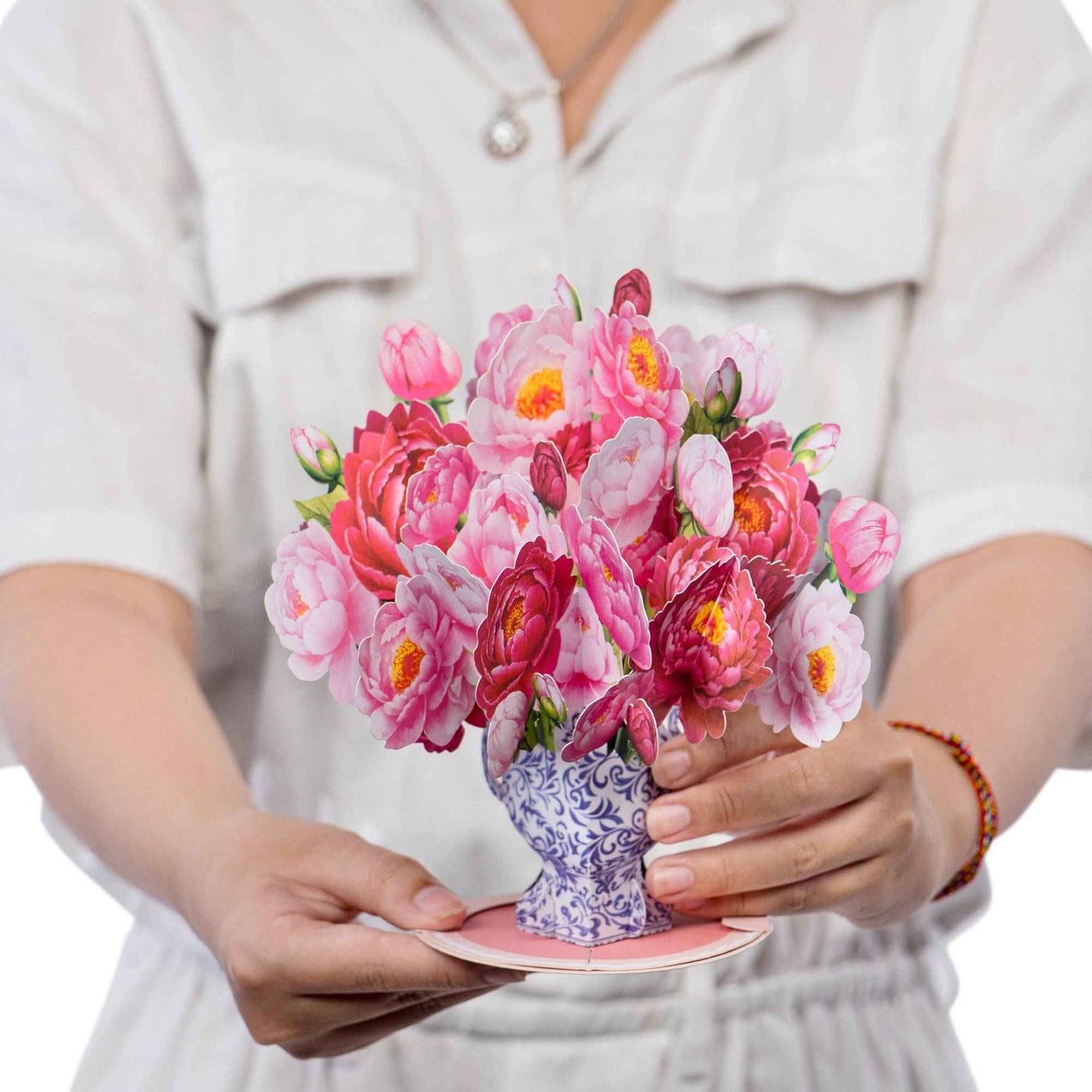 Peonies Bouquet Pop-Up Card with Keepsake Gift