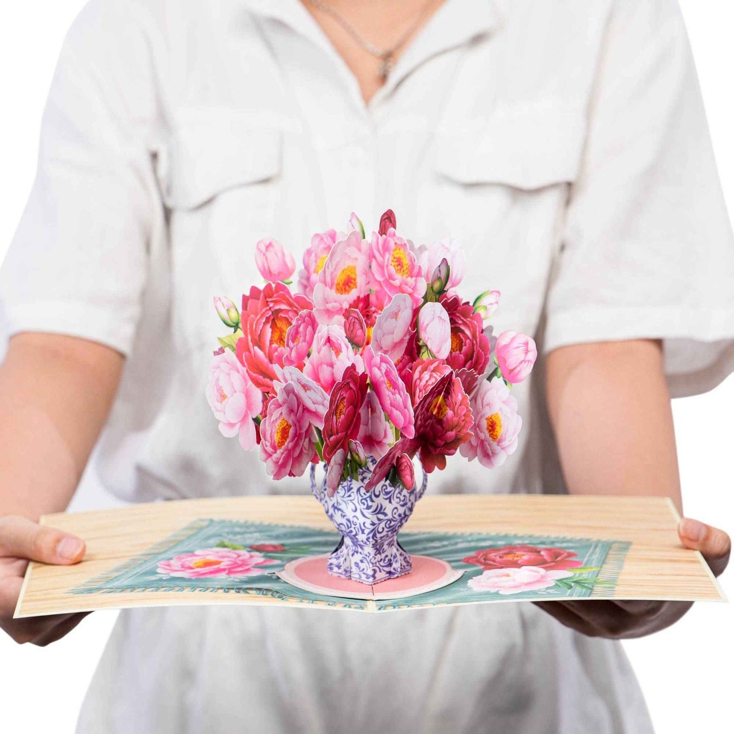 Peonies Bouquet Pop-Up Card with Keepsake Gift