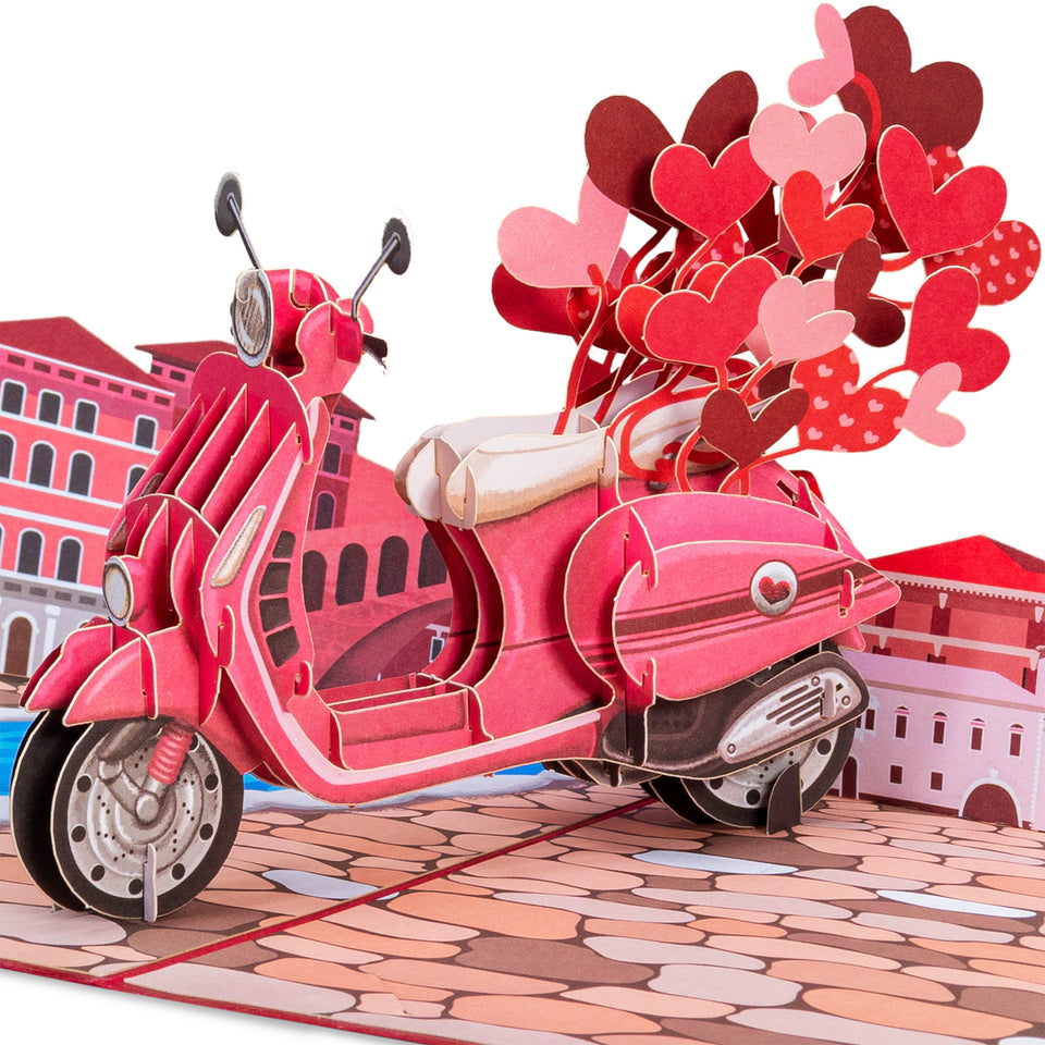 Love Vespa Valentines Day Pop Up Card
