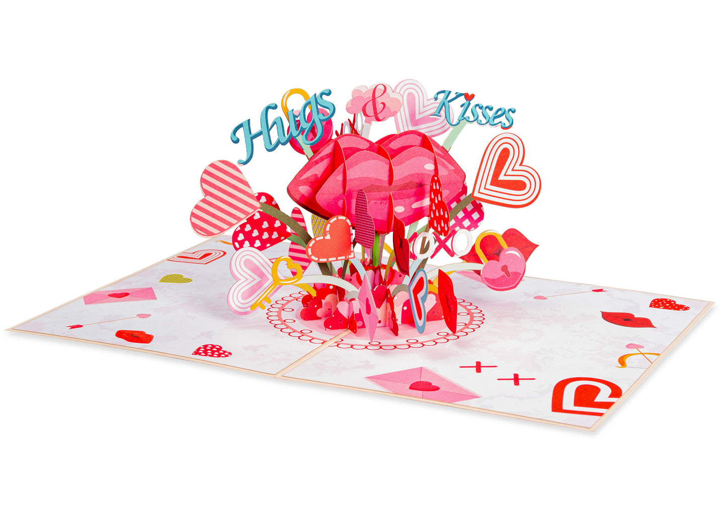 XOXO Hugs & Kisses Valentines Day Pop Up Card