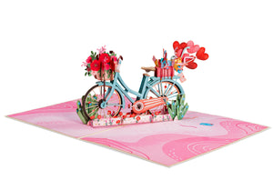 Vintage Love Bicycle Valentines Day Pop Up Card