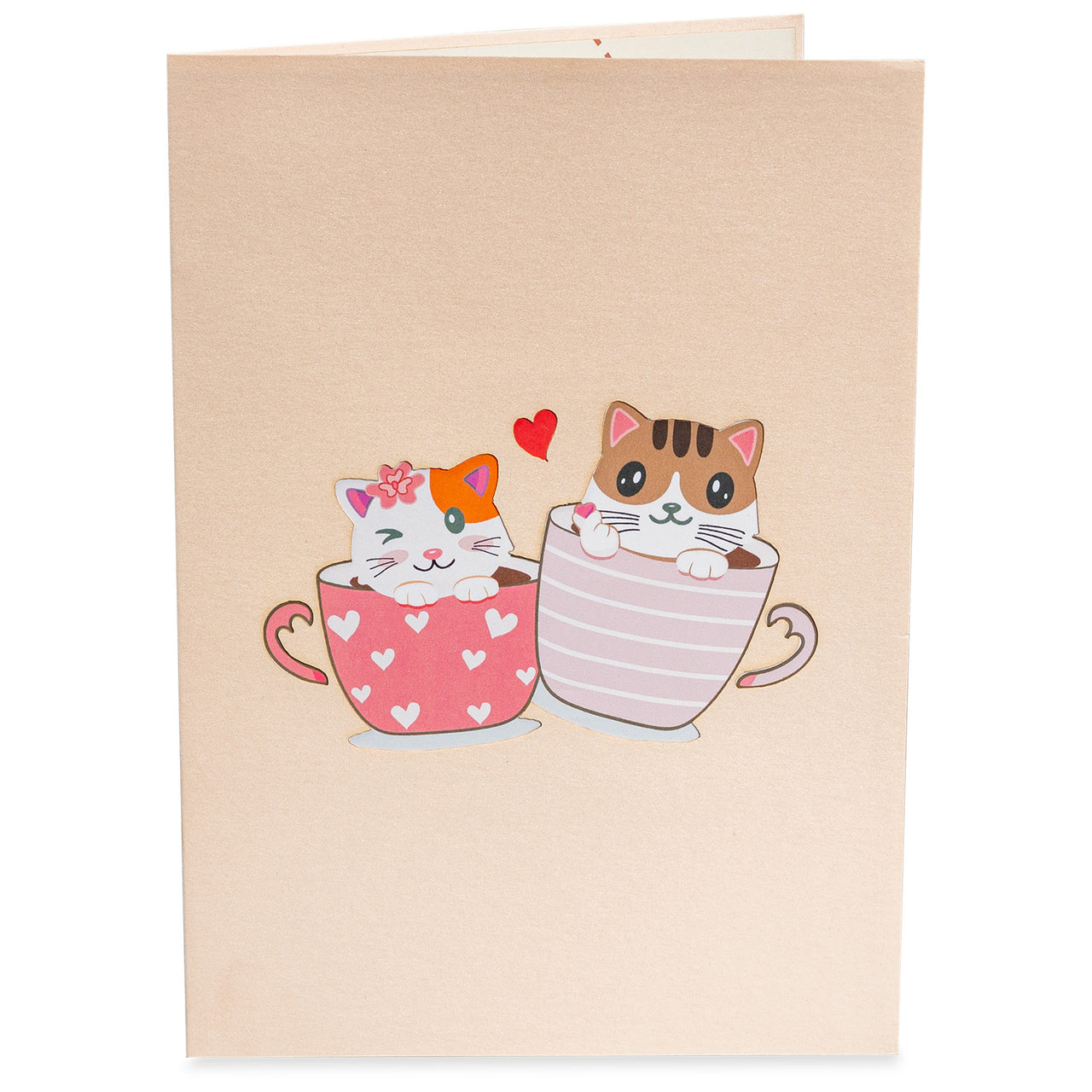 Love Cat Mugs Pop Up Card- 5"x7"