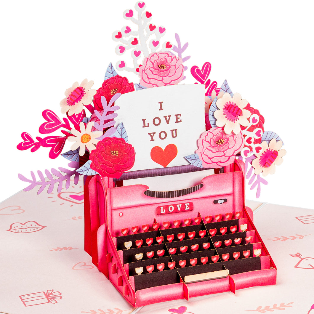 I Love You Typewriter Valentines Day Pop Up Card
