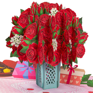 Love Roses Valentines Day Pop Up Card