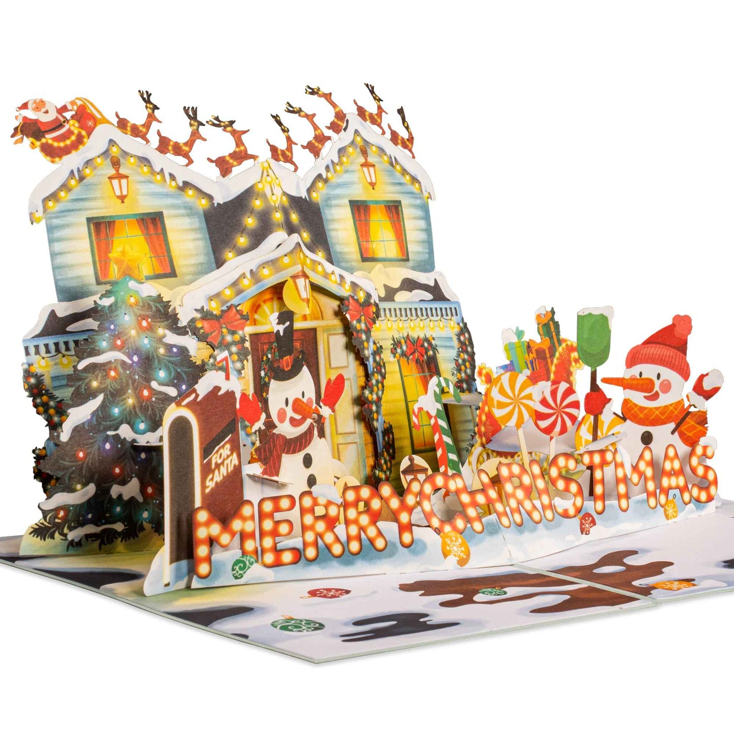 Paper Love Pop Up Cards - Decorated House Pop Up Christmas Card