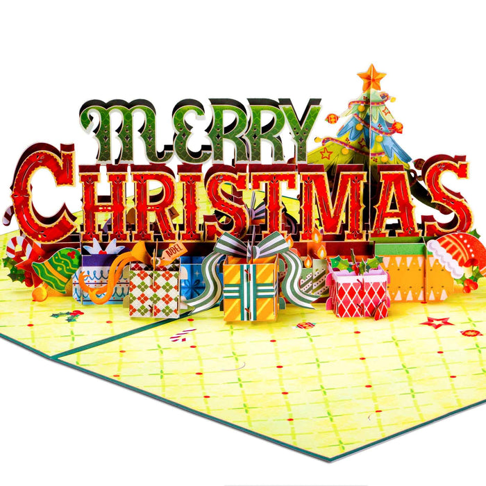 Jumbo Merry Christmas Pop Up Card pop-up Christmas card open