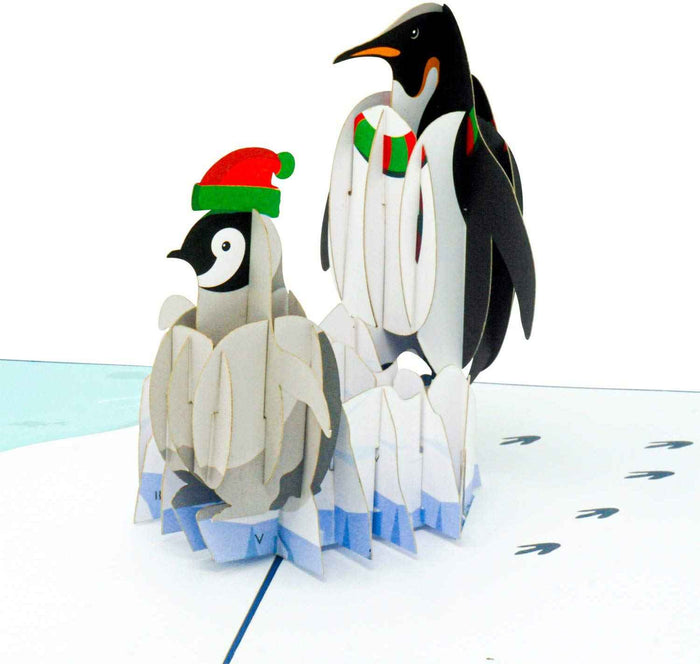 Penguins Pop Up Card pop-up Christmas card open