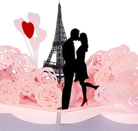 Thumbnail for romantic pop up greeting card, two lovers sharing a kiss