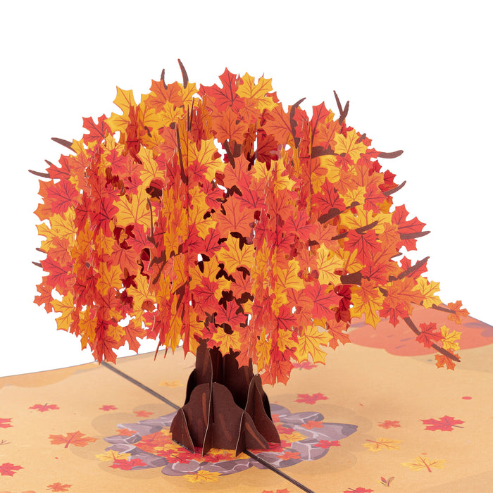 orange autumn tree 3D greeting card