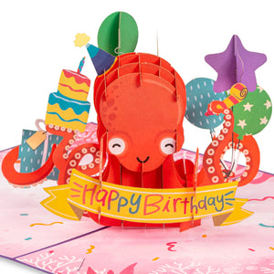 Happy Birthday Octopus Pop Up Card