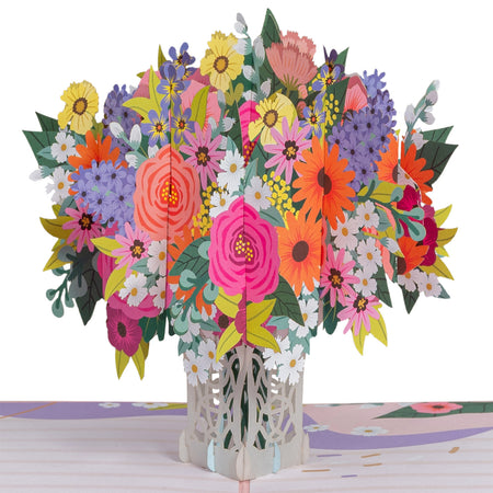 floral arrangement bouquet pop up greeting card