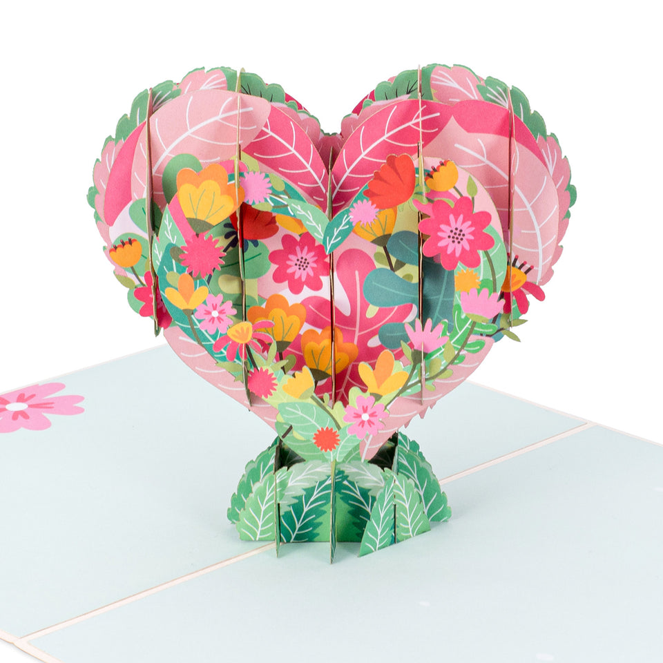heart with flowers pop up greeting card