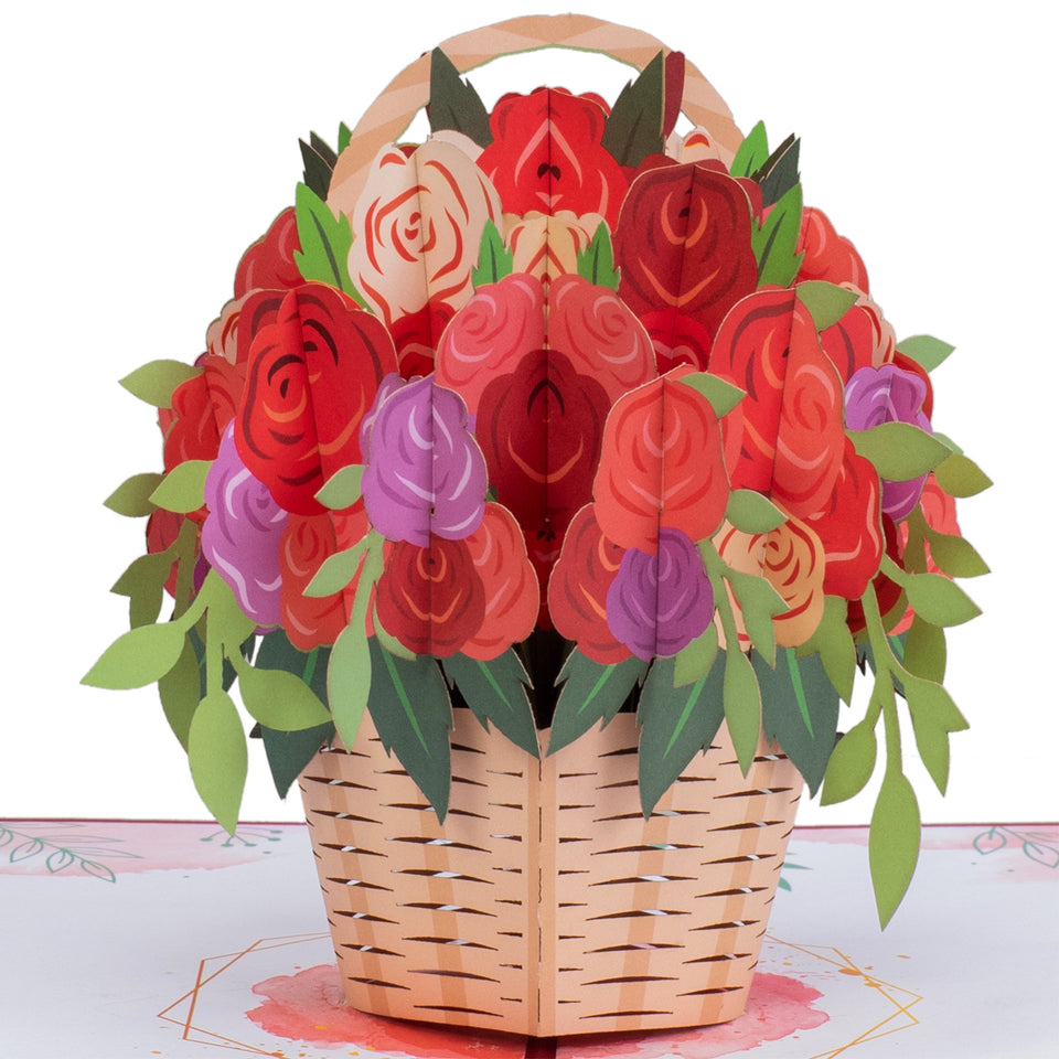 paper flower basket pop up greeting card