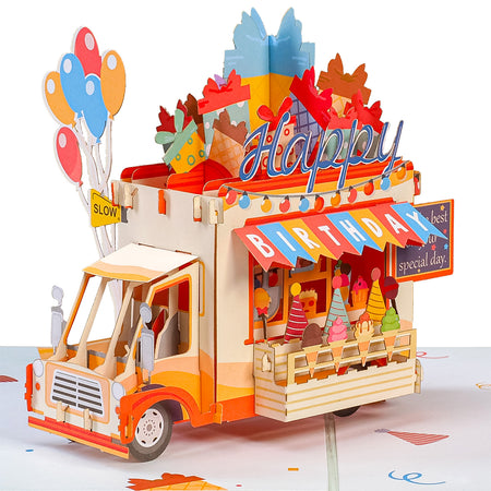 Happy Birthday Ice Cream Truck Pop Up Card