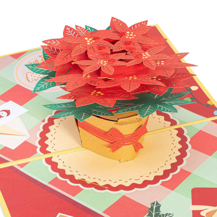 Poinsettia Christmas Flower Pop Up Card pop-up Christmas card open