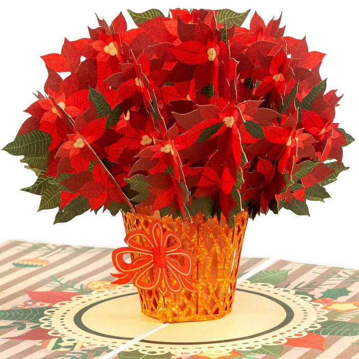 Poinsettias Plant Pop Up Card pop-up Christmas card open