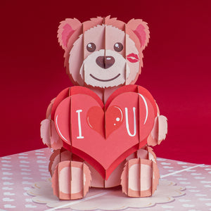 I Love U Bear Pop Up Card - 5"x7"